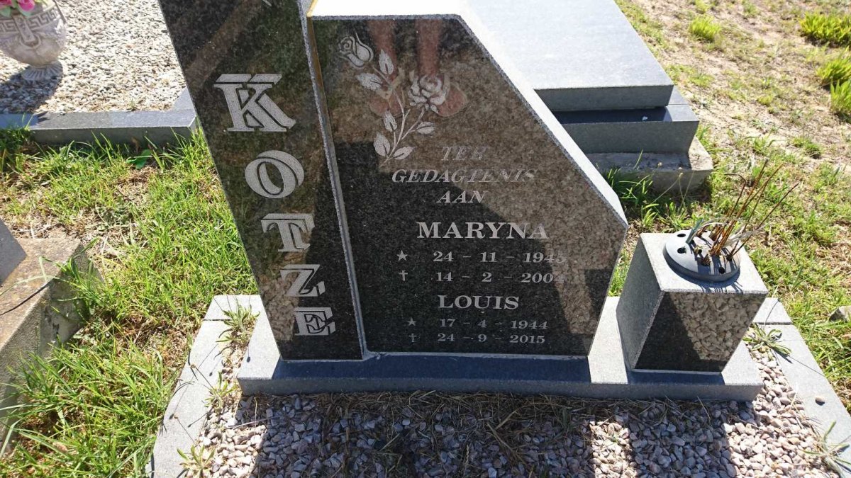 KOTZE Louis 1944-2015 &amp; Maryna 1945-2004