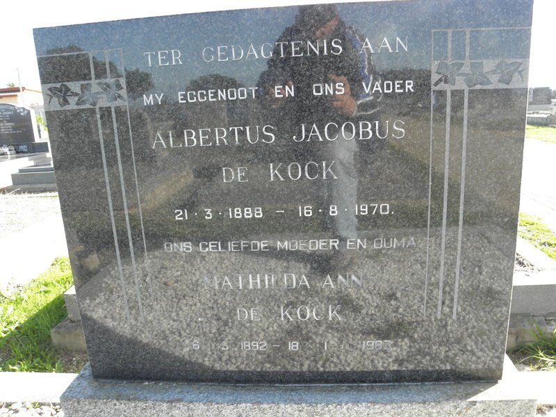 KOCK Albertus Jacobus, de 1888-1970 &amp; Mathilda Ann 1892-1983