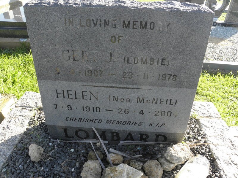 LOMBARD Gert J. 1907-1978 &amp; Helen McNEIL 1910-2004