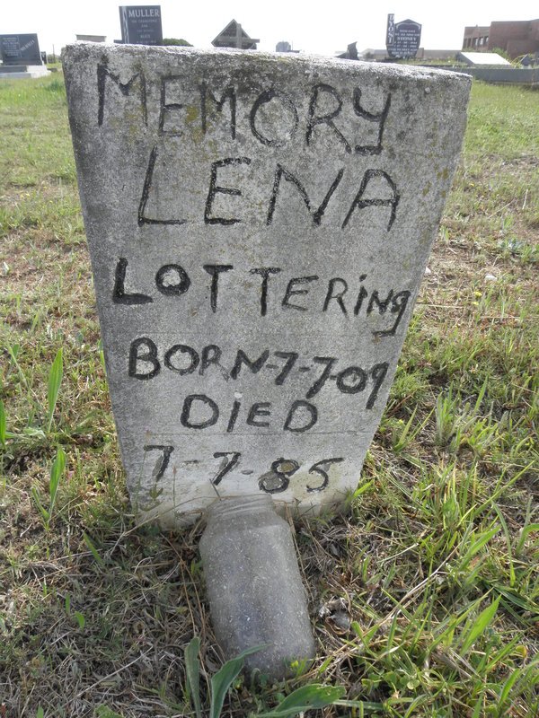 LOTTERING Memory Lena 1909-1985
