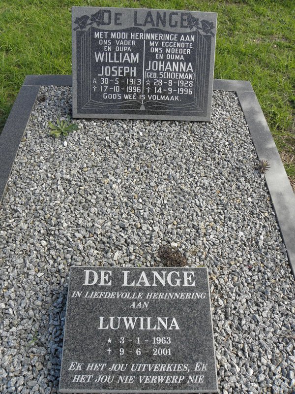 LANGE William Joseph, de 1913-1996 &amp; Johanna SCHOEMAN 1928-1996