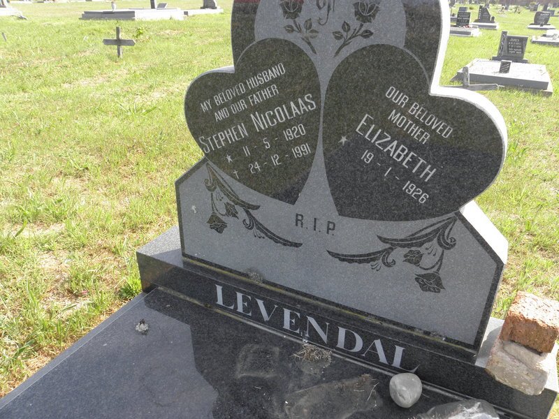 LEVENDAL Stephen Nicolaas 1920-1991 &amp; Elizabeth 1926-