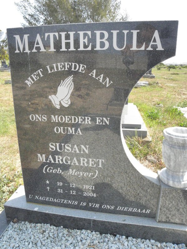 MATHEBULA Susan Margaret nee MEYER 1921-2001