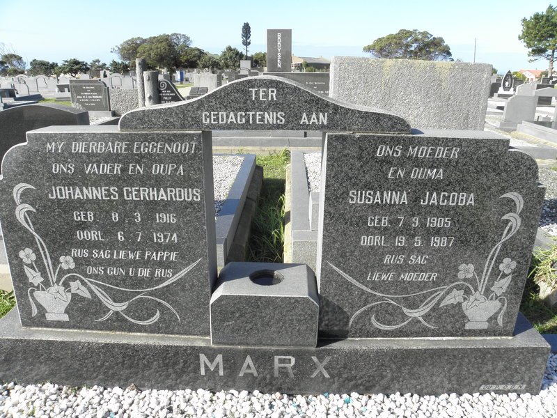 MARX Johannes Gerhardus 1916-1974 &amp; Susanna Jacoba 1905-1987
