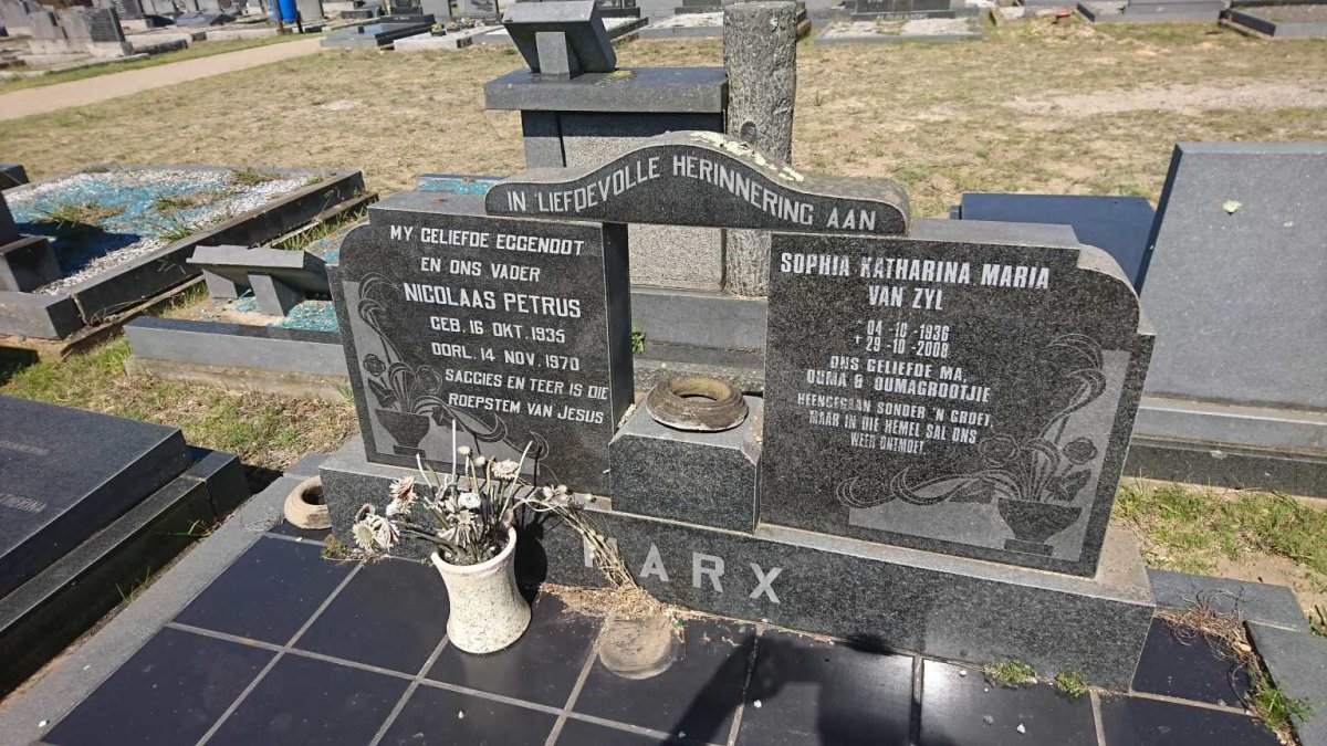 MARX Nicolaas Petrus 1935-1970 &amp; Sophia Katharina VAN ZYL 1936-2008