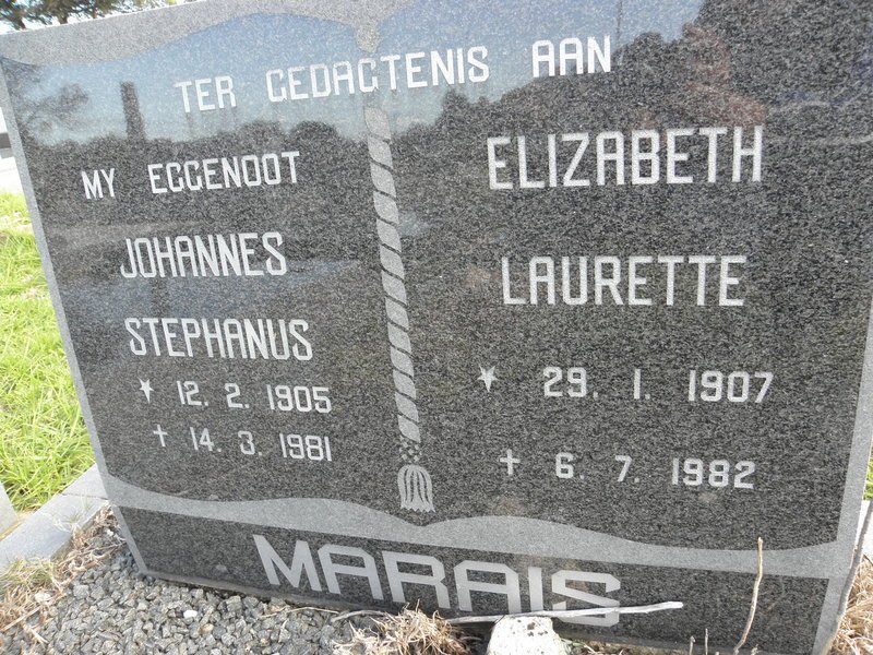MARAIS Johannes Stephanus 1905-1981 &amp; Elizabeth Laurette 1907-1982