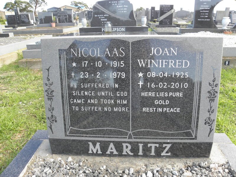 MARITZ Nicolaas 1915-1979 &amp; Joan Winifred 1925-2010