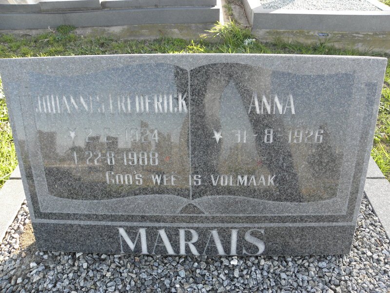 MARAIS Johannes Frederick 1924-1988 &amp; Anna 1926-