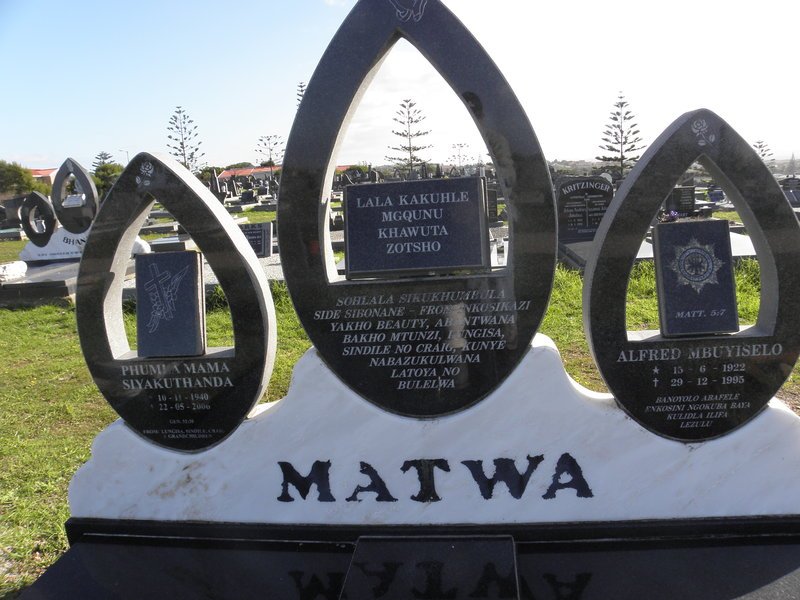 MATWA Alfred Mbuyiselo 1922-1995 :: MATWA Phumia Mama Siyakauthatda 1940-1995