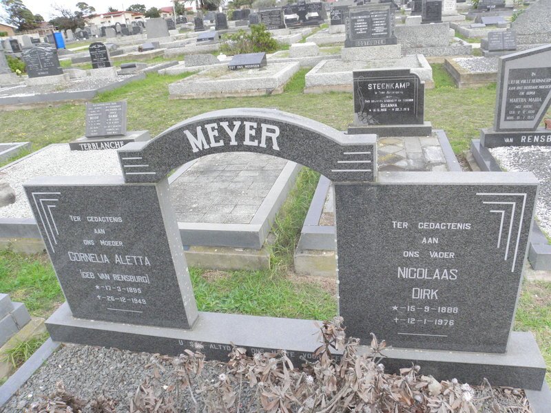 MEYER Nicolaas Dirk 1888-1976 &amp; Cornelia Aletta VAN RENSBURG 1895-1949