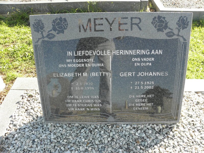 MEYER Gert Johannes 1925-2002 &amp; Elizabeth M. 1930-1996