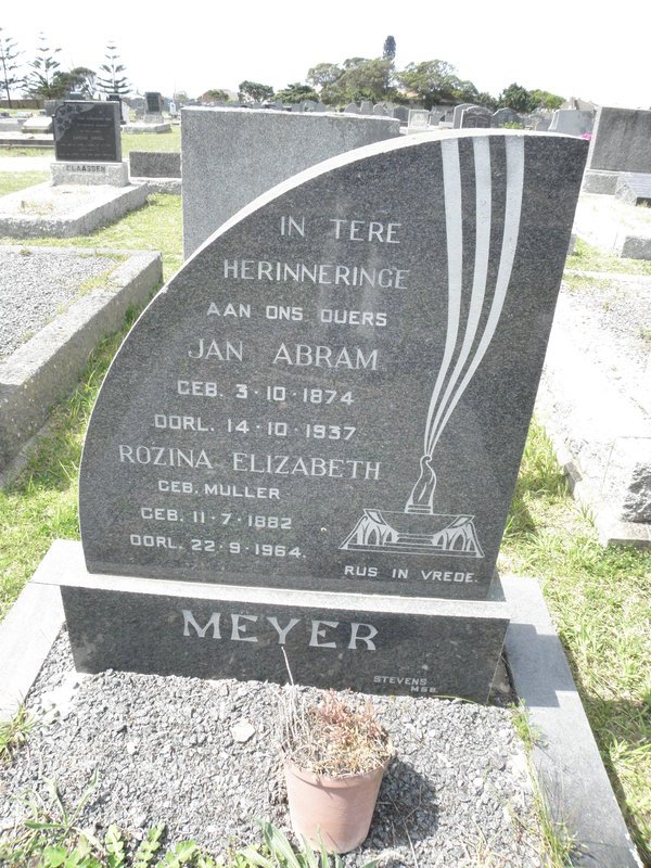 MEYER Jan Abram 1874-1937 &amp; Rozina Elizabeth Muller 1882-1964