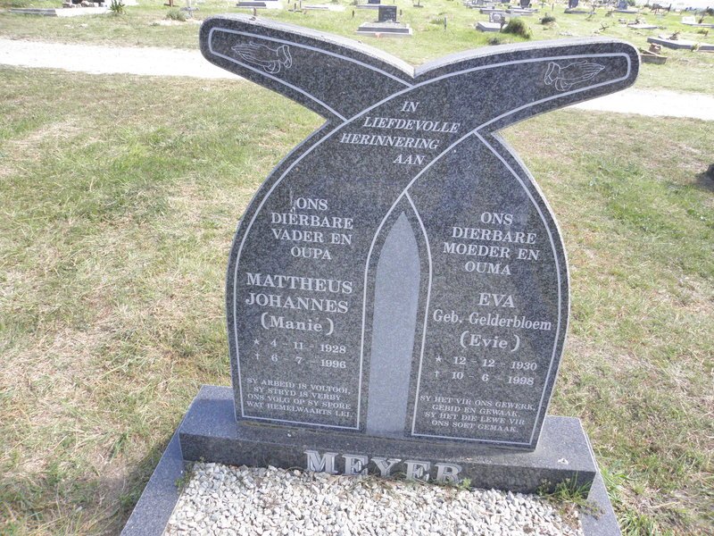 MEYER Mattheus Johannes 1928-1996 &amp; Eva GELDERBLOEM 1930-1998
