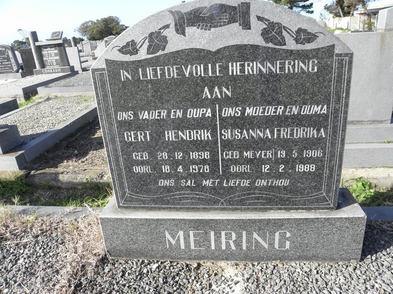 MEIRING Gert Hendrik 1898-1978 &amp; Susanna Fredrika MEYER 1906-1988