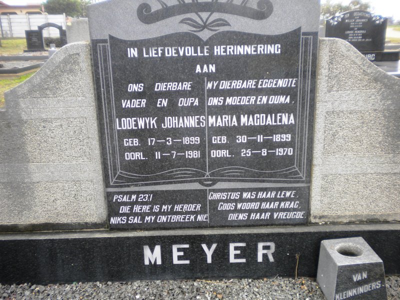 MEYER Lodewyk Johannes 1899-1981 &amp; Maria Magdalena 1899-1970