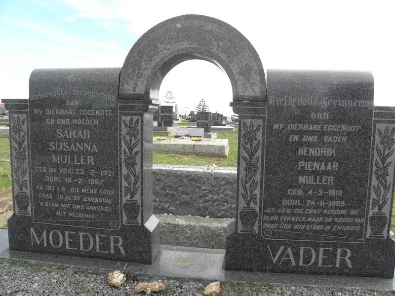 MULLER Hendrik Pienaar 1912-1969 &amp; Sarah Susanna DE VOS 1921-1957