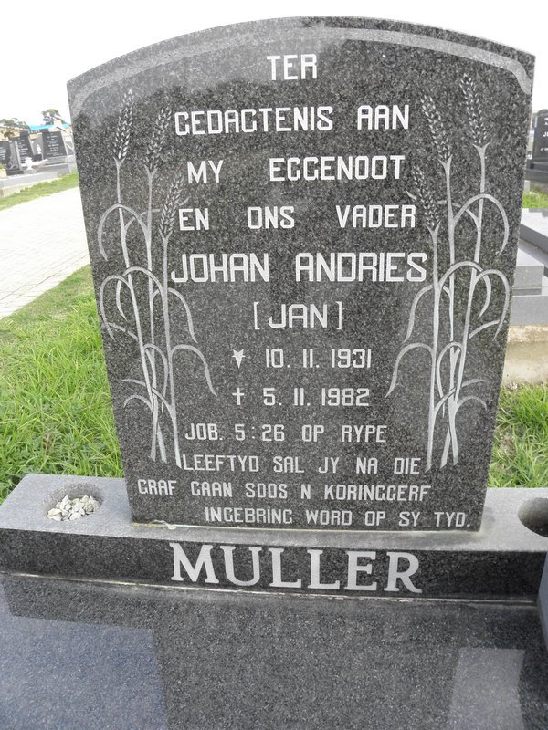 MULLER Johan Andries 1931-1982