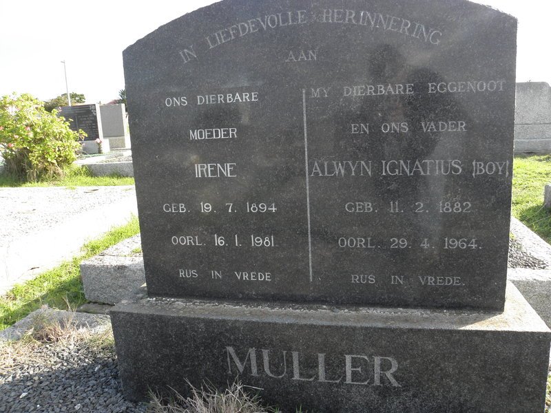 MULLER Alwyn Ignatius 1882-1964 &amp; Irene 1894-1981