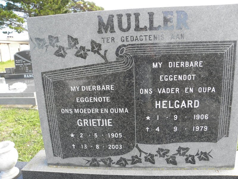 MULLER Helgard 1906-1979 &amp; Grietjie 1905-2003