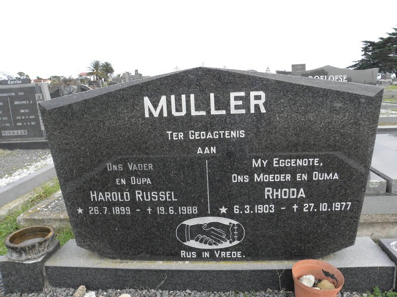 MULLER Harold Russel 1899-1988 &amp; Rhoda 1903-1977