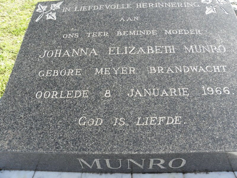 MUNRO Johanna Elizabeth nee MEYER -1966