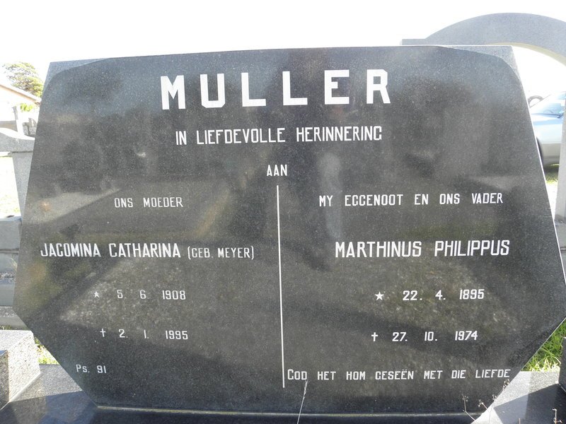 MULLER Marthinus Philippus 1895-1974 &amp; Jacomina Catharina MEYER 1908-1995
