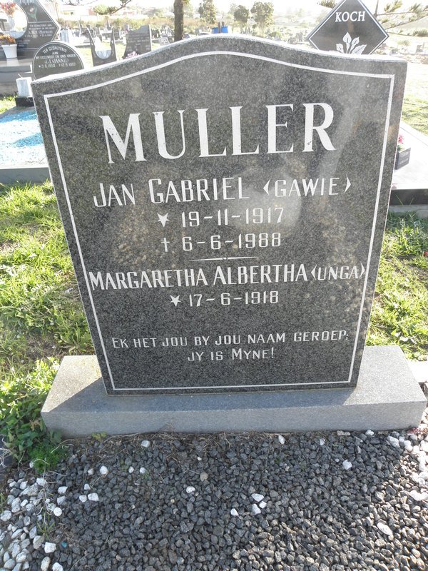 MULLER Jan Gabriel 1917-1988 &amp; Margaretha Albertha 1918-