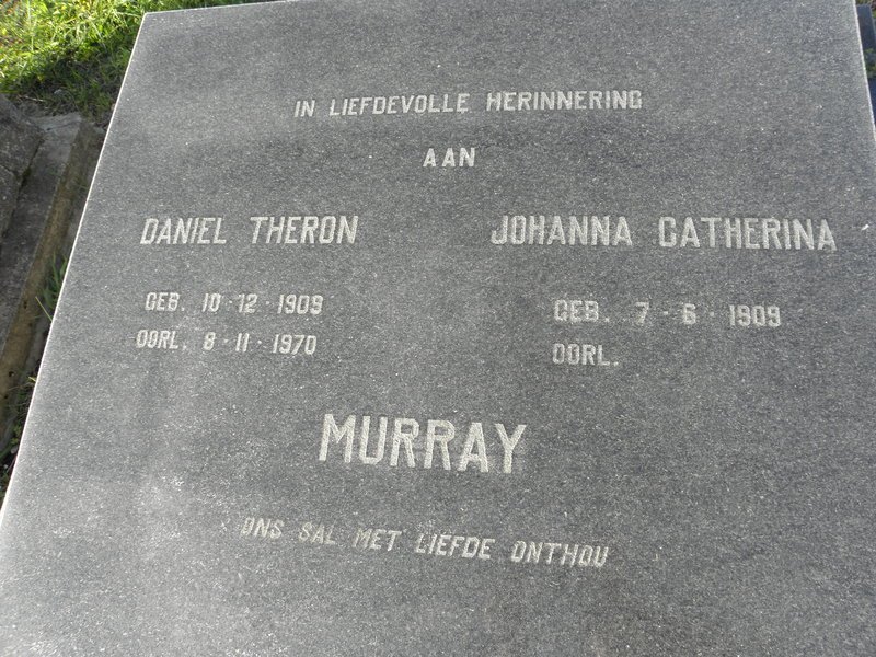 MURRAY Daniel Theron 1909-1970 &amp; Johanna Catherina 1909-