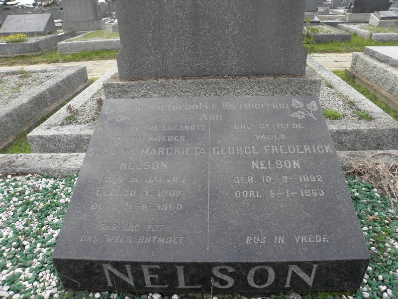 NELSON George Frederick 1892-1963 &amp; Susara Magrieta DE JAGER 1908-1960