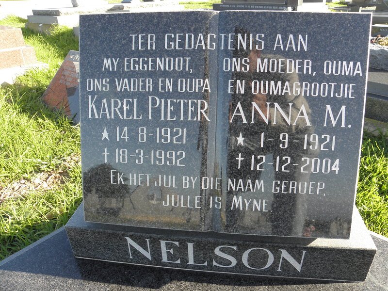 NELSON Karel Pieter 1921-1992 &amp; Anna M. 1921-2004