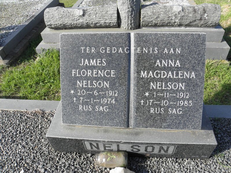 NELSON James Florence 1912-1974 &amp; Anna Magdalena 1912-1985
