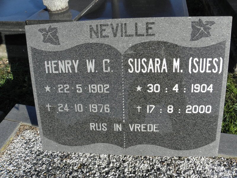 NEVILLE Henry W.G. 1902-1976 &amp; Susara M. 1904-2000