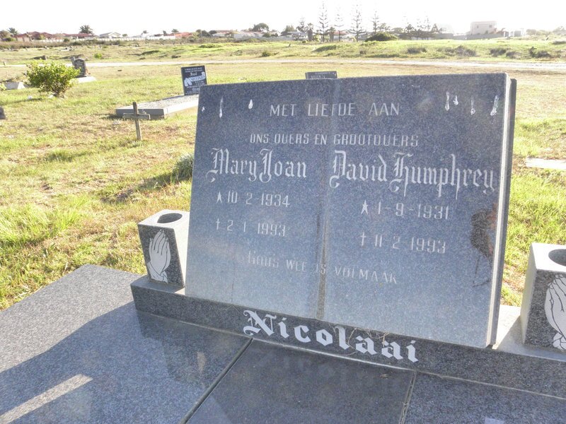 NICOLAAI David Humphrey 1931-1993 &amp; Mary Joan 1934-1993