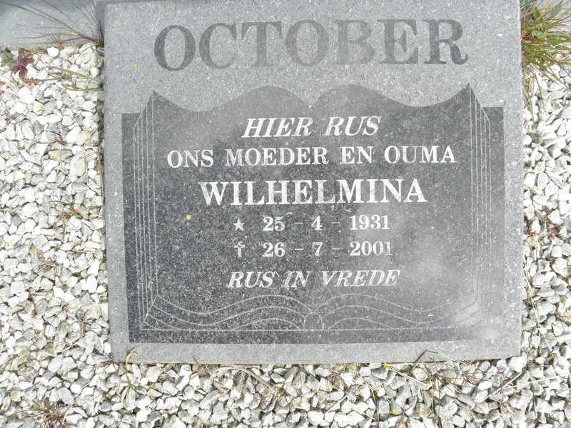 OCTOBER Wilhelmina 1931-2001