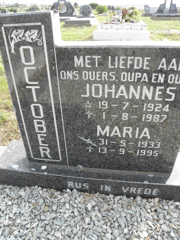OCTOBER Johannes 1924-1987 &amp; Maria 1933-1995