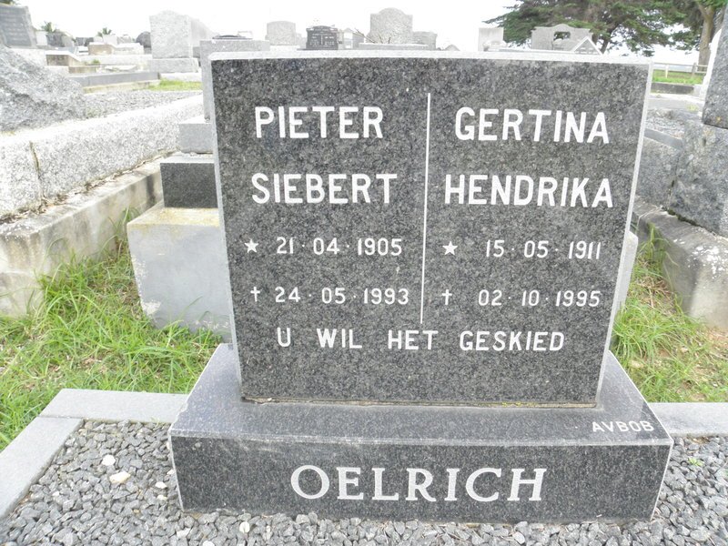 OELRICH Pieter Siebert 1905-1993 &amp; Gertina Hendrika 1911-1995