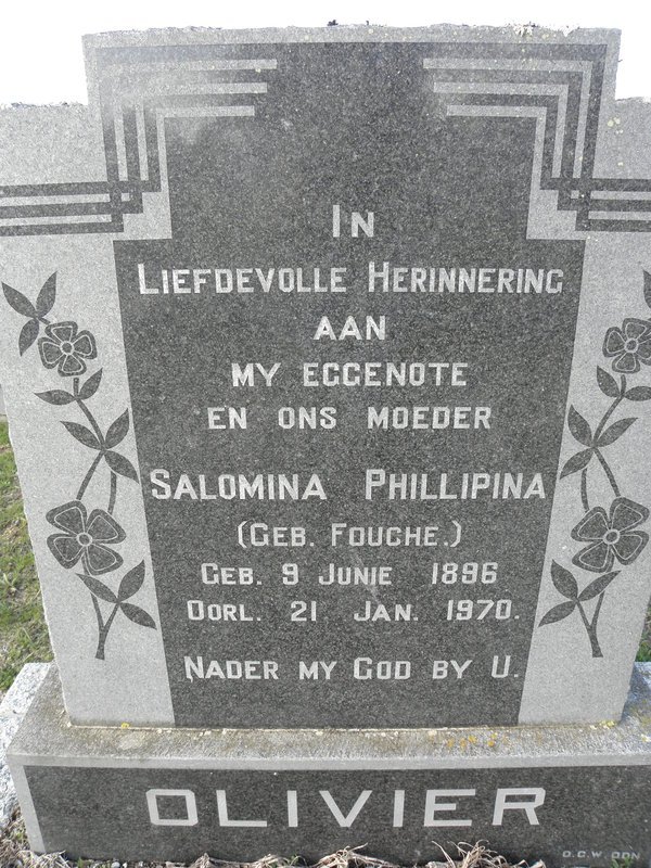 OLIVIER Salomina Phillipina nee FOUCHE 1896-1970