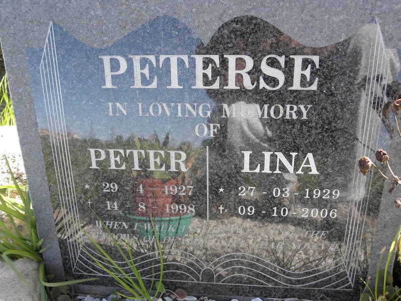 PETERSE Peter 1927-1998 &amp; Lina 1929-2006