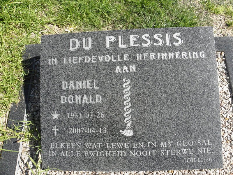 PLESSIS Daniel Donald, du 1931-2007