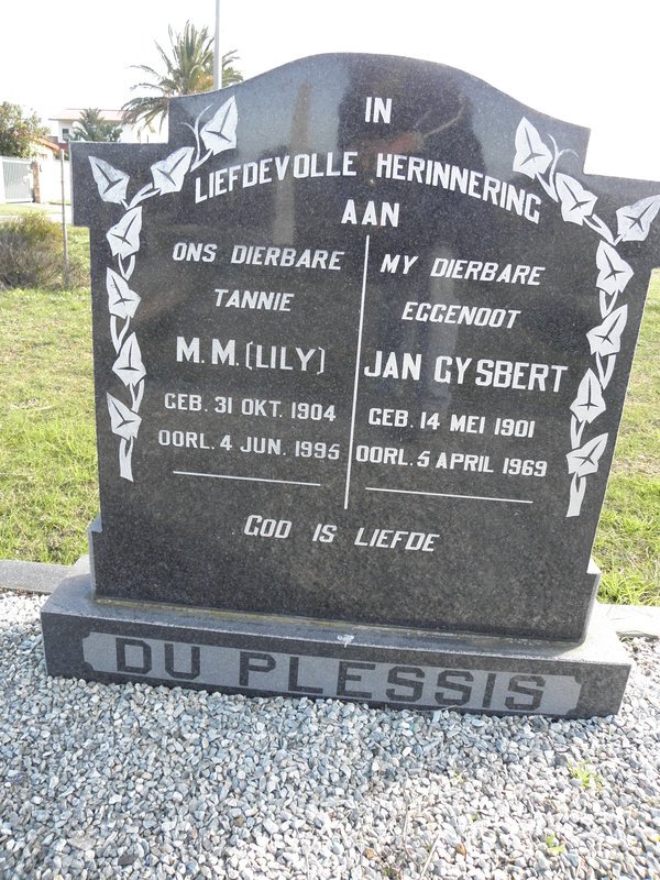 PLESSIS Jan Gysbert, du 1901-1969 &amp; M.M. 1904-1995