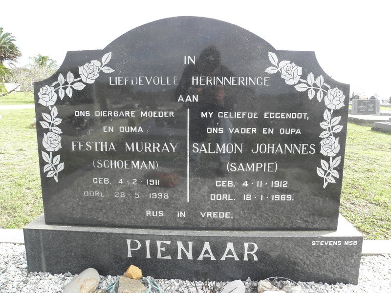PIENAAR Salmon Johannes 1912-1969 &amp; Festha Murray SCHOEMAN 1911-1998