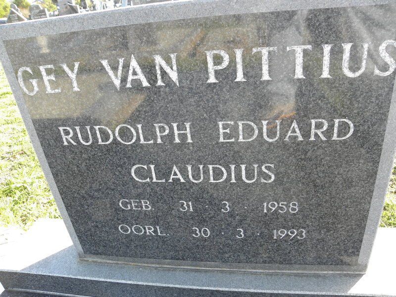 PITTIUS Rudolph Eduard Claudius, Gey van 1958-1993