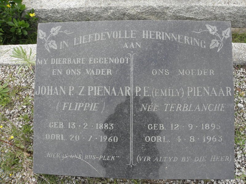 PIENAAR Johan P.Z. 1883-1960 &amp; P.E. TERBLANCHE 1895-1963