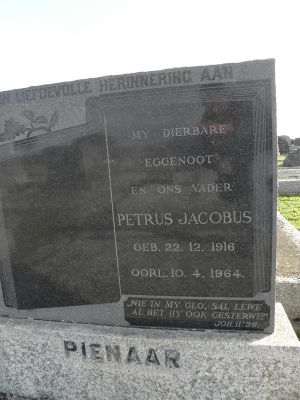 PIENAAR Petrus Jacobus 1916-1964