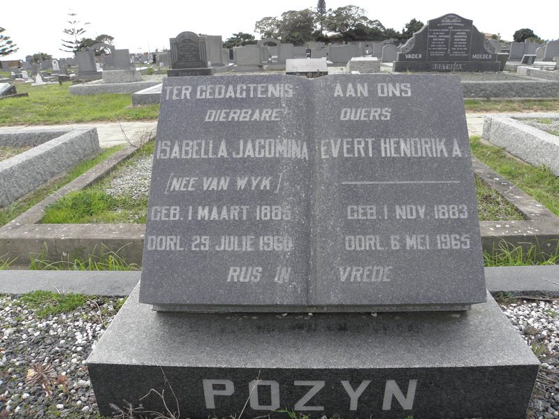 POZYN Evert Hendrik A. 1883-1965 &amp; Isabella Jacomina VAN WYK 1885-1960
