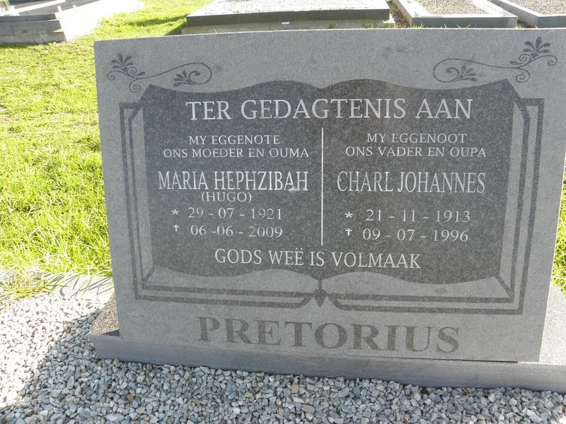 PRETORIUS Charl Johannes 1913-1996 &amp; Maria Hephzibah HUGO 1921-2009