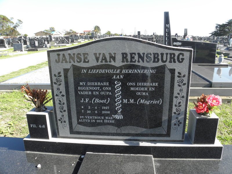RENSBURG J.F., Janse van 1927-2006 &amp; M.M.