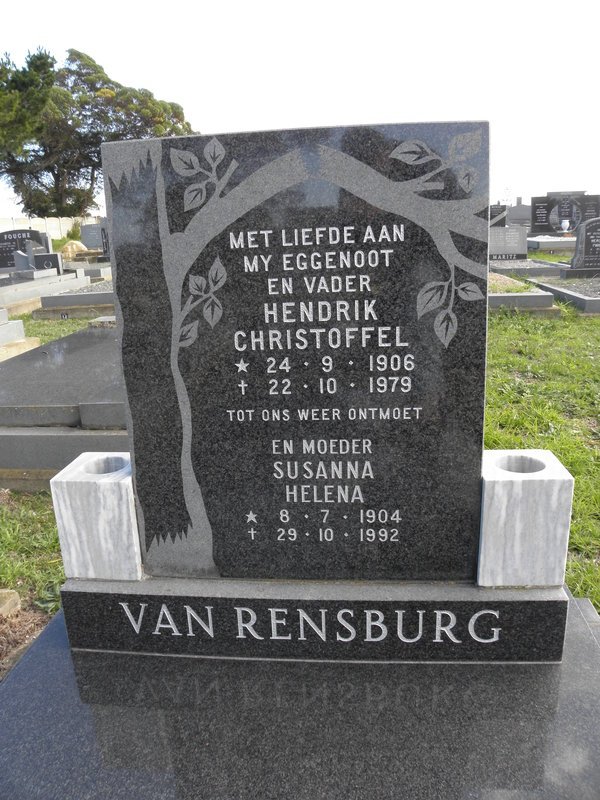 RENSBURG Hendrik Christoffel, van 1906-1979 &amp; Susanna Helena 1904-1992