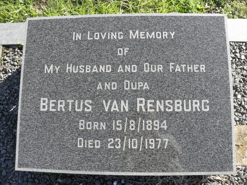 RENSBURG Bertus, van 1894-1977