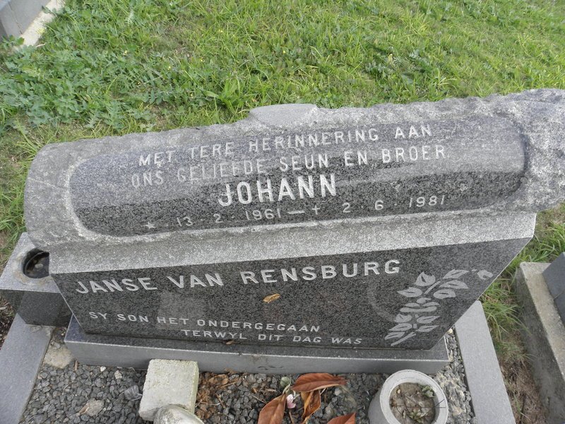 RENSBURG Johann, Janse van 1961-1981